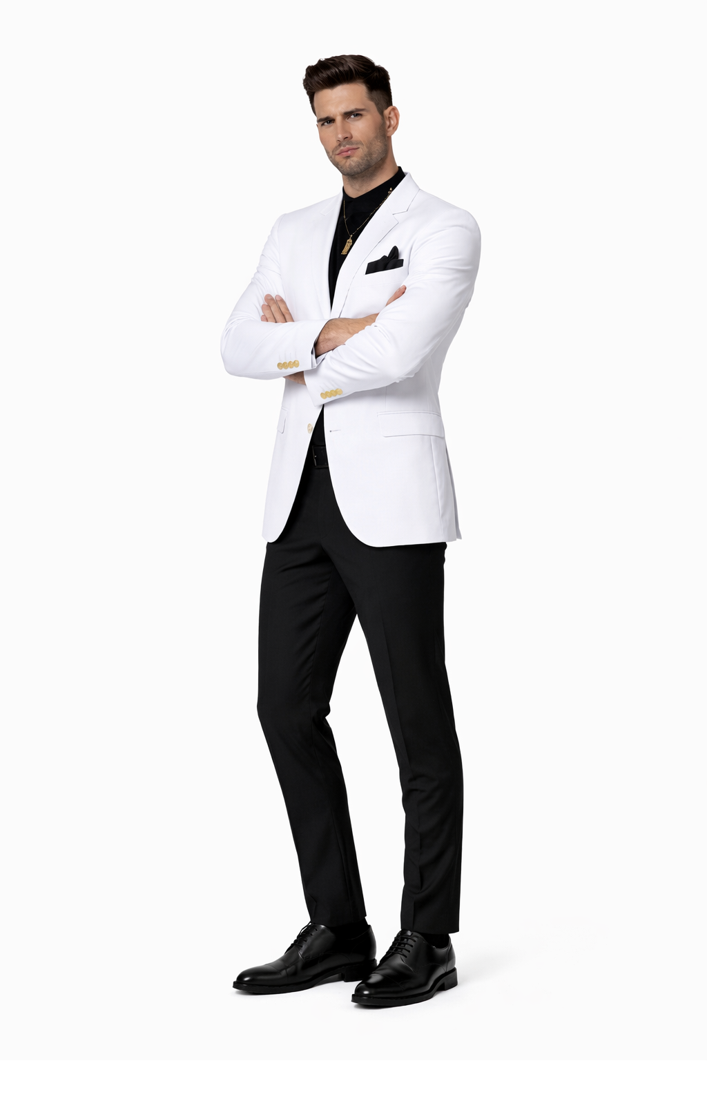 EJ Samuel Men's Crisp White Two-Button Club Blazer