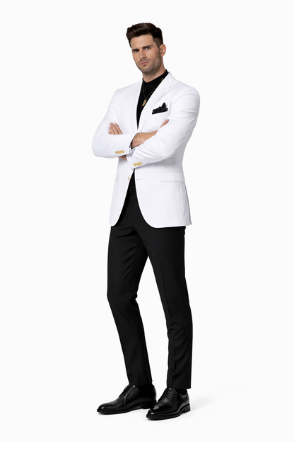 EJ Samuel Men's Crisp White Two-Button Club Blazer