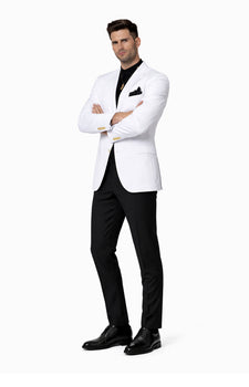 EJ Samuel Men's Crisp White Two-Button Club Blazer