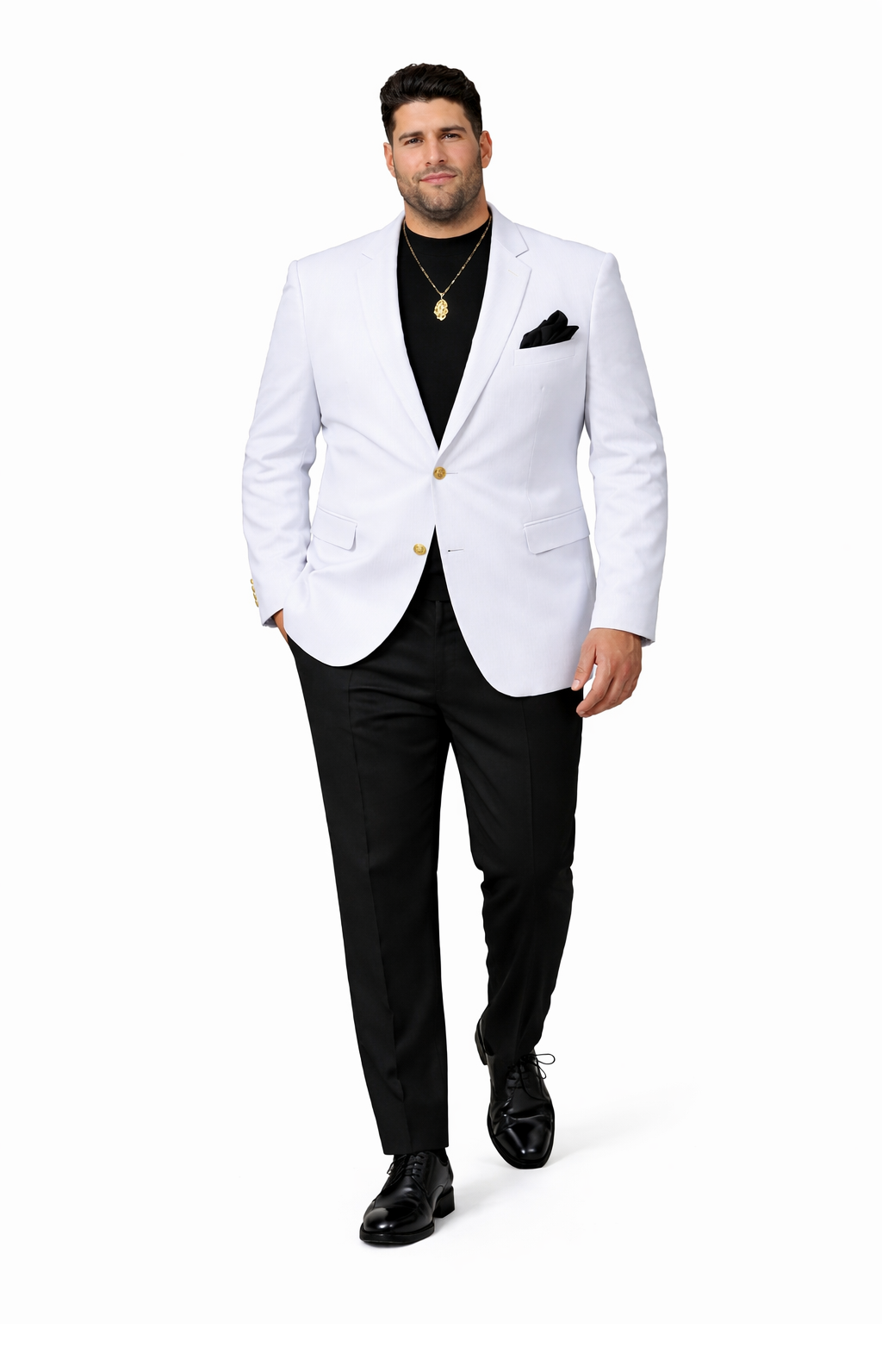 EJ Samuel Men's Crisp White Two-Button Club Blazer