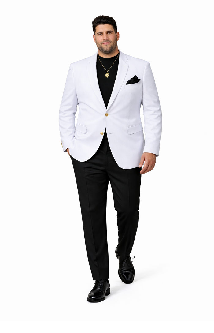 EJ Samuel Men's Crisp White Two-Button Club Blazer