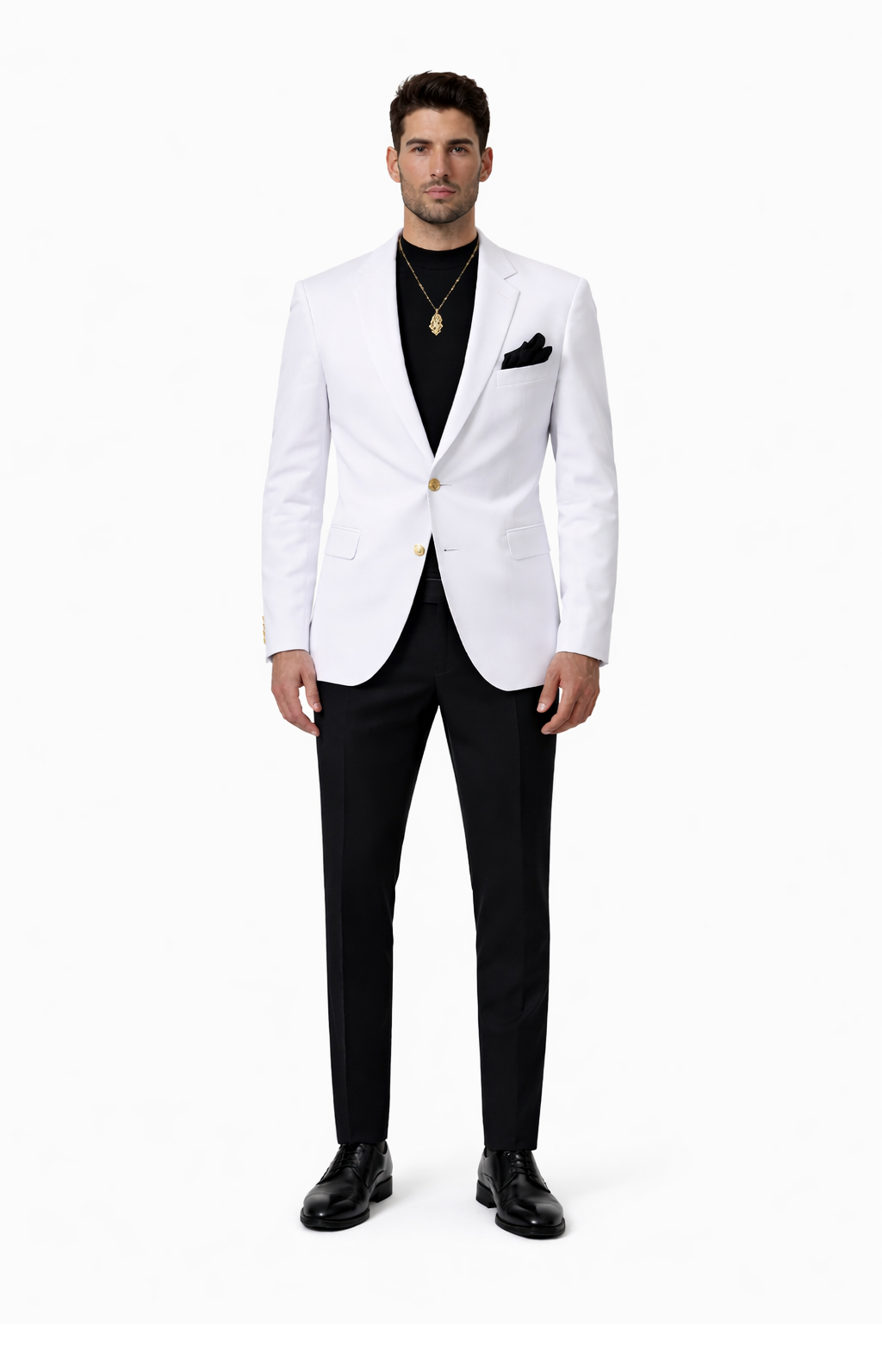 EJ Samuel Men's Crisp White Two-Button Club Blazer