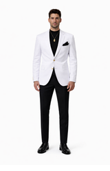 EJ Samuel Men's Crisp White Two-Button Club Blazer