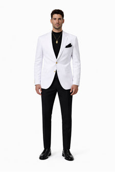 EJ Samuel Men's Crisp White Two-Button Club Blazer