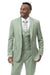 EJ Samuel Mens Modern Fit Sharkskin Vested Suit in Moss Green