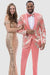 EJ Samuel Men's Slim Fit Shiny Shell Print Tuxedo in Salmon Pink