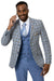 EJ Samuel Modern Fit Blue & Black Windowpane Plaid Check Vest Suit