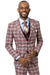 EJ Samuel Modern Fit Double Breasted Vest Suit in Burgundy Windowpane Plaid