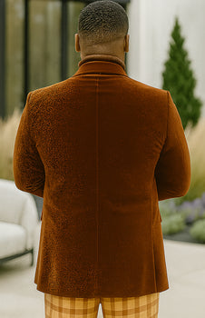 EJ Samuel Rust Velvet Modern Fit Blazer – Two Button - Image 3