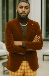 EJ Samuel Rust Velvet Modern Fit Blazer – Two Button