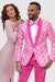EJ Samuel Slim Fit Hot Pink Fuschia Floral Lace Prom Tuxedo