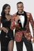 EJ Samuel Red & Gold Paisley Tuxedo Jacket – Black/Red, Sizes 34–62