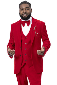 EJ Samuel Red Velvet Vested Suit – Two Button Boldness