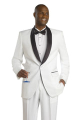 Revel White 1-Button Shawl Tuxedo by EJ Samuel