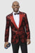 EJ Samuel Red Paisley Shark Blazer with Studded Lapel