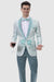 EJ Samuel Teal Prom Tux Jacket – Flower & Wave Detail with Studded Shawl Lapel