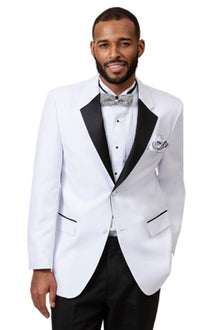 EJ Samuel White & Black Two-Button Tuxedo with Notch Lapel