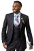 EJ Samuel Navy & Red Windowpane Plaid Men's Vested Suit