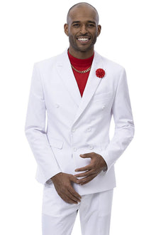 EJ Samuel White Double Breasted Peak-Lapel Suit