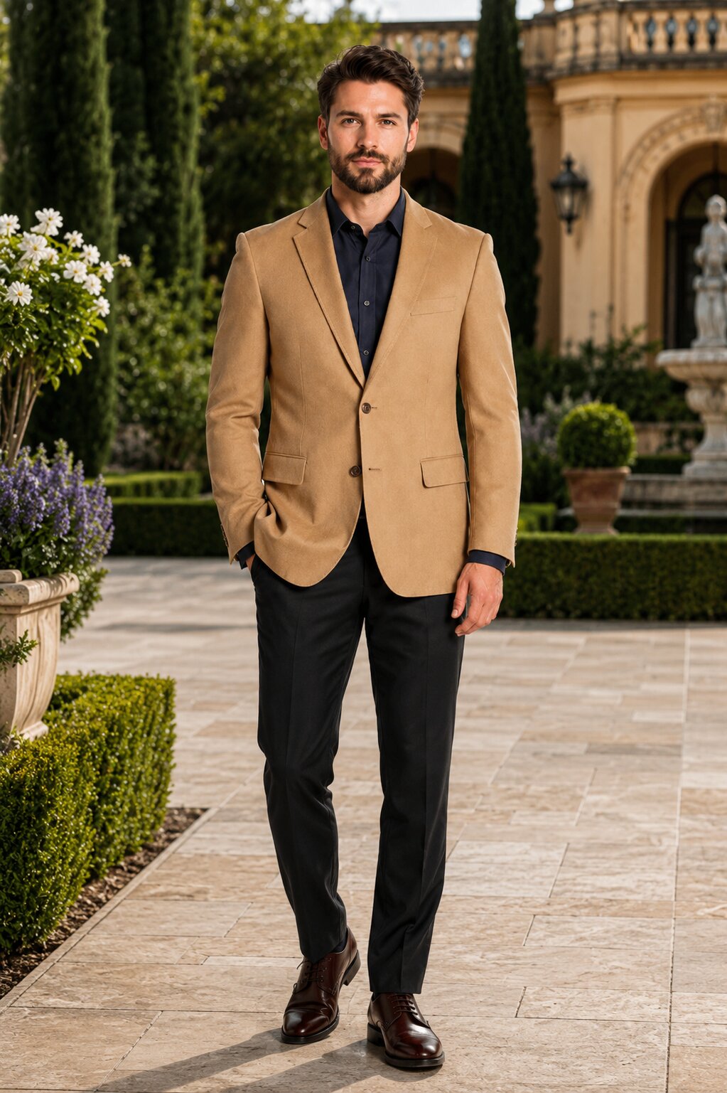 Men's Extra Long Outerwear Coat Camel
