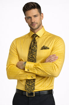 Gold Colorful Men'S Dress Shirt - Image 4