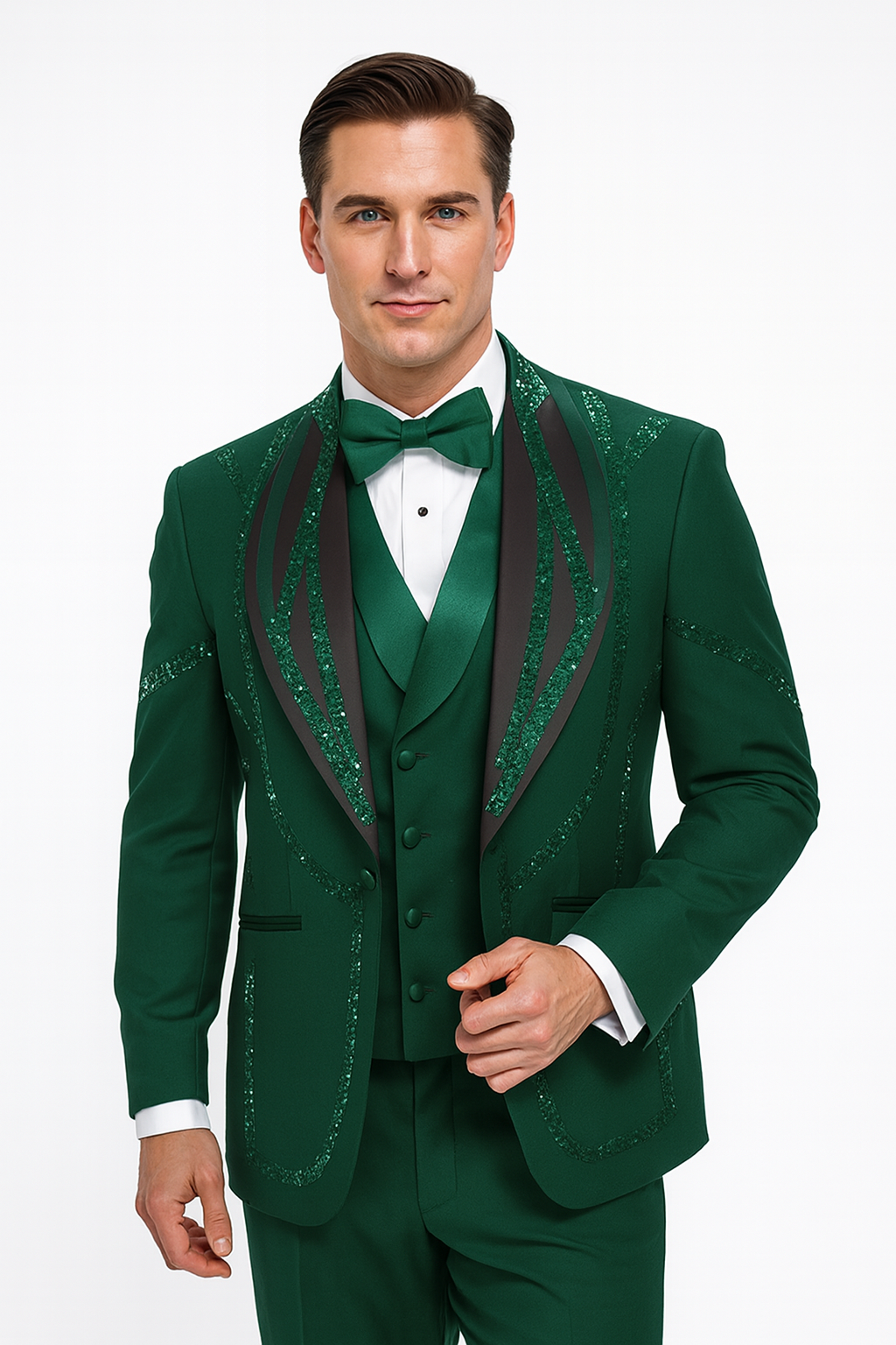 Hunter Green Italian Wool 3-Piece Modern Fit Tuxedo - Image 6