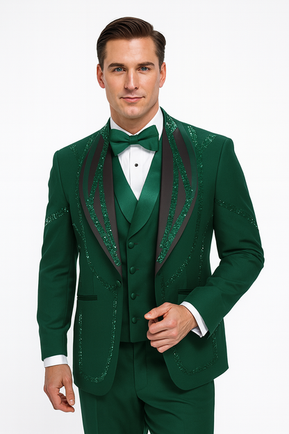 Hunter Green Italian Wool 3-Piece Modern Fit Tuxedo - Image 6