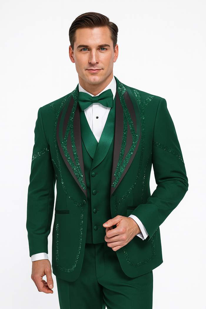 Hunter Green Italian Wool 3-Piece Modern Fit Tuxedo - Image 6