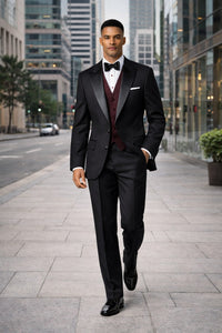 Men'S 2 Buttons Tuxedo 2 Buttons Tuxedo Jacket + Pants Satin