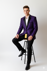 Purple Buttons Closure  Floral Sportcoat