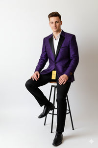 Purple Buttons Closure  Floral Sportcoat