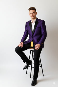 Purple Buttons Closure  Floral Sportcoat