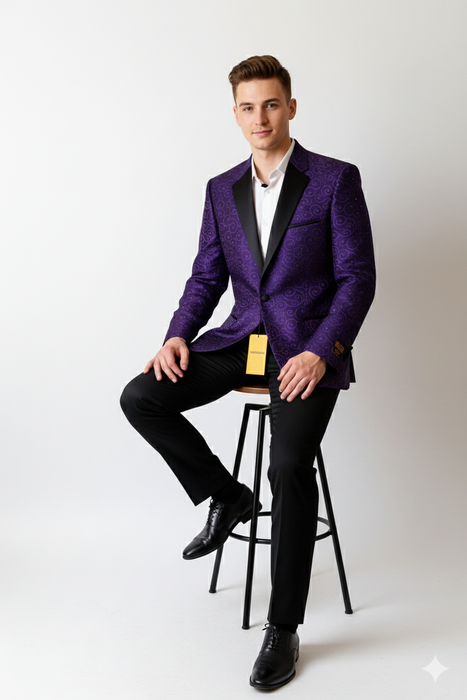 Purple Buttons Closure  Floral Sportcoat