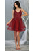 Quince Dama Dresses - Short Quinceanera Dresses in Color Burgundy