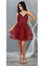 Quince Dama Dresses - Short Quinceanera Dresses in Color Burgundy