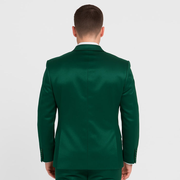 Emerald Green Satin Tuxedo Set – Formal 4-Piece Outfit for Prom or Wedding - Image 3