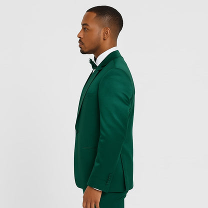 Emerald Green Satin Tuxedo Set – Formal 4-Piece Outfit for Prom or Wedding - Image 4