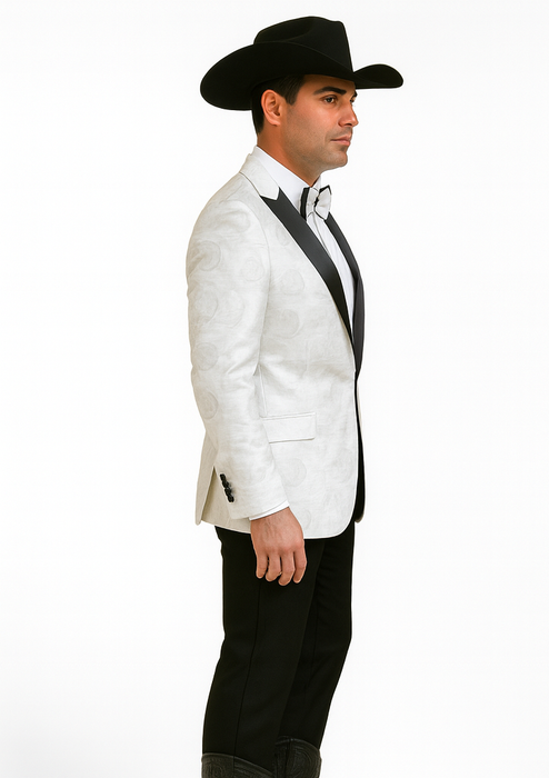 Men's Flashy Fancy Satin Shiny Tuxedos Dinner Jacket Blazer Paisley Sportcoat Silky Satin Stage Fancy Stage Party Dance White/Black