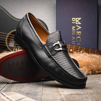 Marco_Di_Milano Enzo Black Leather Oxfords
