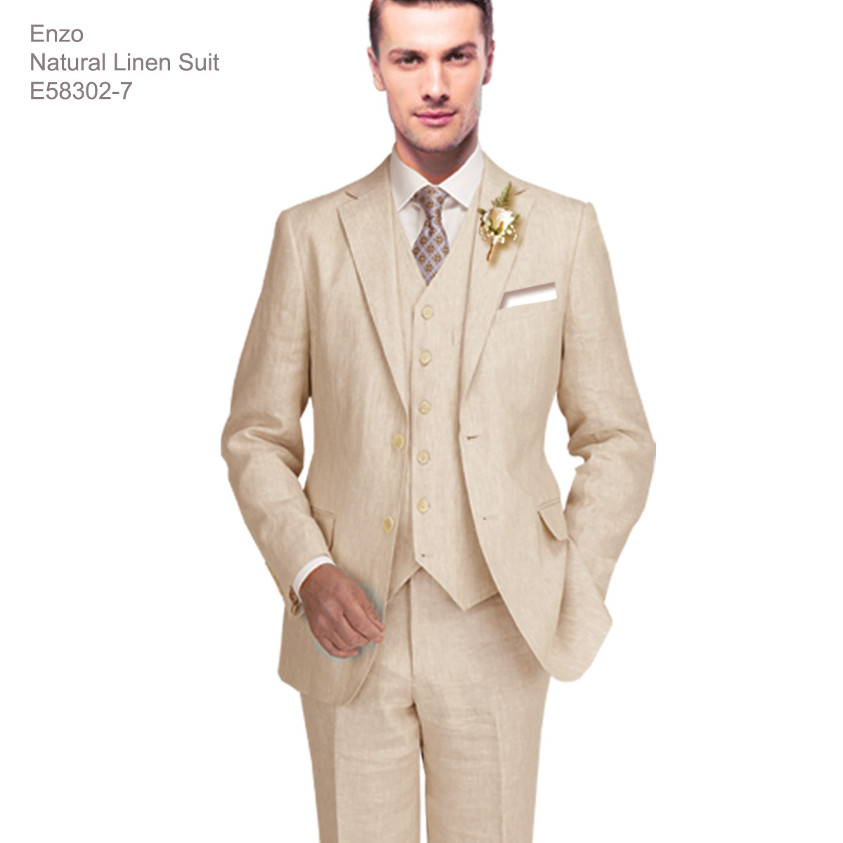 Enzo White, Khaki or Blue Linen Suits/ Free Shipping - Image 12