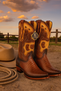 King Exotic Men's Caiman Belly Snip Toe Boots