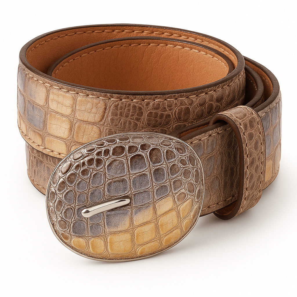 Men's Wild West Caiman Belly Skin Cowboy Belt 2C118249 - Image 5