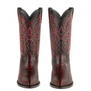 Mens King Exotic Ostrich Leg Boots Black Cherry (4980518)