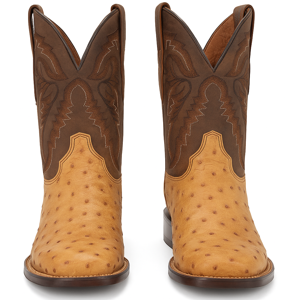 Dan Post Men's Alamosa Full Quill Ostrich Square Toe Boots - Sand - Image 7