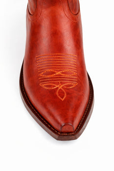Men's King Exotic Snip Toe Pull Up Leather Boots Handmade Cognac - Image 5