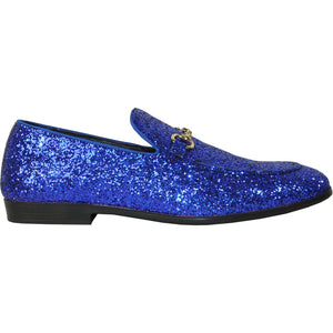 Bravo Mens Modern Glitter Sequin Prom Tuxedo Loafer in Royal Blue - Men's Dress Shoes