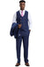 Men's Stacy Adams Vested One Button Side Peak Lapel Pinstripe Suit in Navy Blue