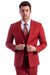 "Men's Slim Fit Two-Button Vested Suit in Solid Brick Color"