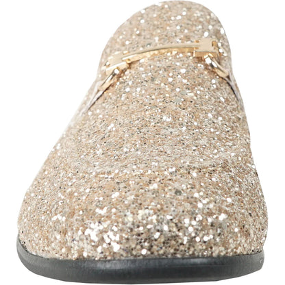 Bravo Mens Modern Glitter Sequin Prom Tuxedo Buckle Loafer in Gold - Men's Dress Shoes