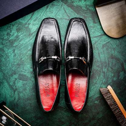 Marco Di Milano Fabro-Liz Black lizard bit loafer